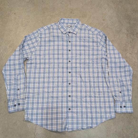 Peter Millar Check Button Up Shirt Long Sleeve Men's XL Stretch - Picture 1 of 7